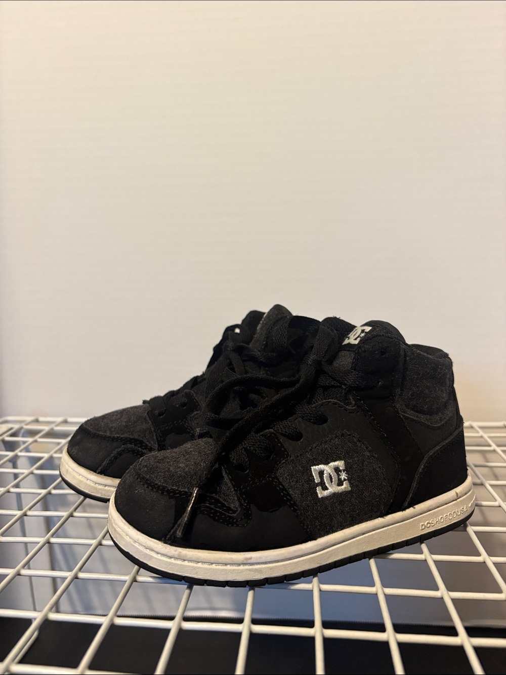 DC Kids Black High-Top Skate Sneakers with White Logo